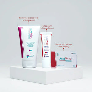 Safrin AcneWipe cleanser, clarifying gel, and cleansing bar for acne-prone, oily skin care